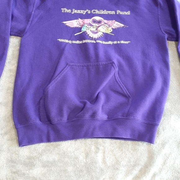Gildan Custom Print Purple Hooded Sweatshirt Size Small - Picture 4 of 9